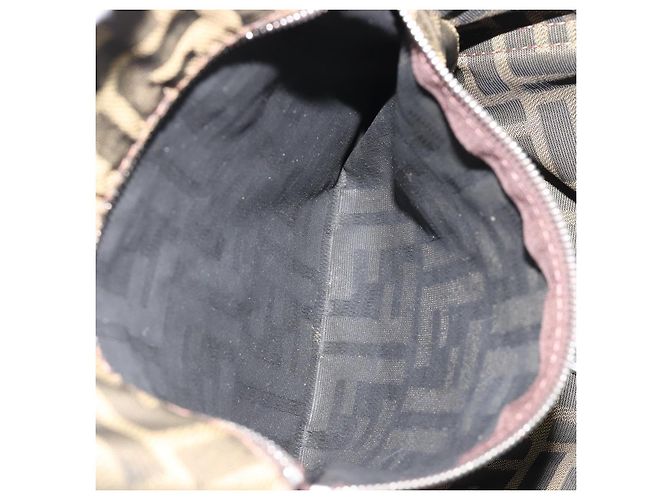 Borsa Tote FENDI Zucca Canvas Nero Marrone Auth 185908 - vista 12