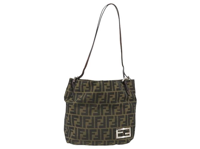 Borsa Tote FENDI Zucca Canvas Nero Marrone Auth 185908 - vista 13