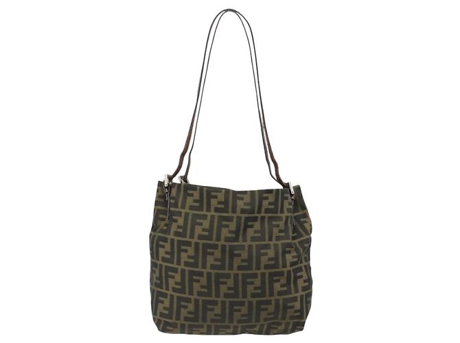 Borsa Tote FENDI Zucca Canvas Nero Marrone Auth 185908 - vista 2