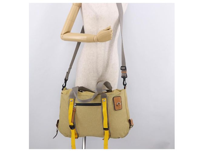 Borsa Tote LOEWE Loewe Nature Canvas 2way Beige Silver Auth 186333A Argento - vista 28