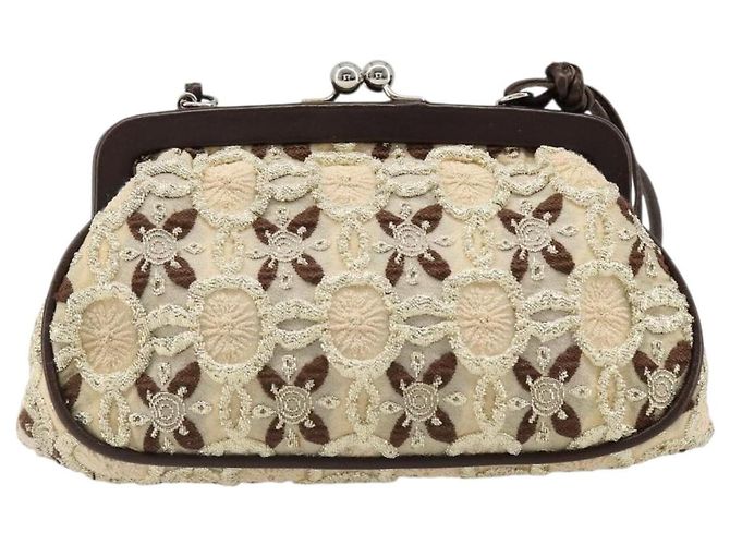 PRADA Münzbeutel und Schultertasche aus Canvas Beige Silber Authentisch 185760SAV - Ansicht 13
