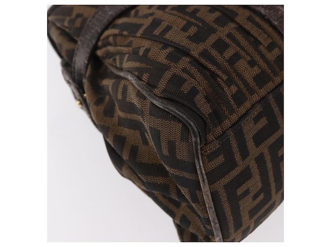 Bolso de Mano FENDI Zucca Canvas Negro Marrón Auténtico 186332 Castaño - vista 15