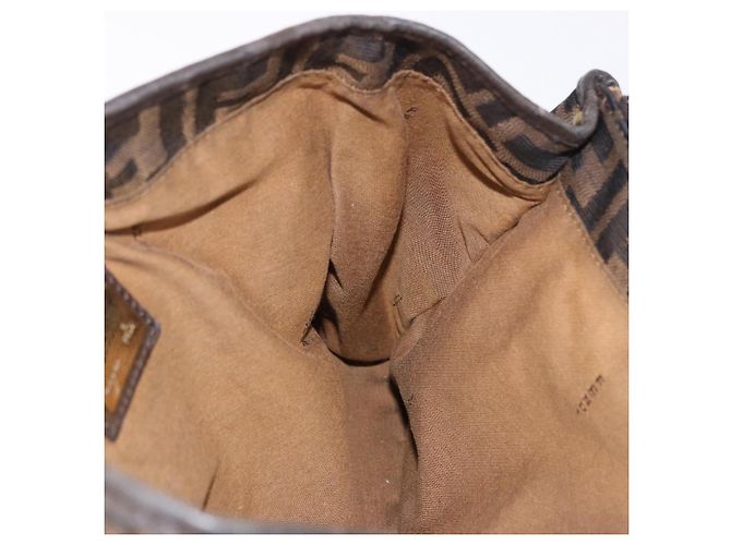 Bolso de Mano FENDI Zucca Canvas Negro Marrón Auténtico 186332 Castaño - vista 19