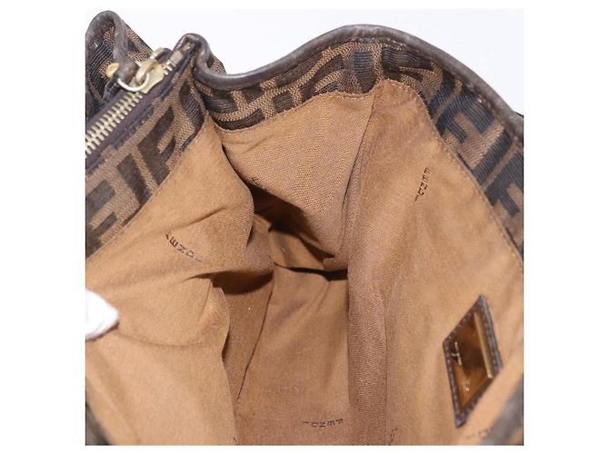 Bolso de Mano FENDI Zucca Canvas Negro Marrón Auténtico 186332 Castaño - vista 20