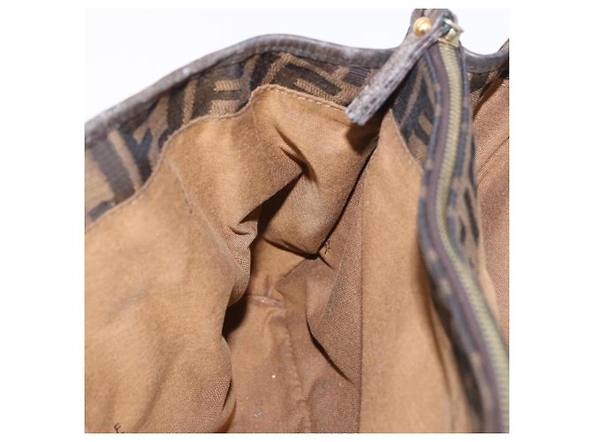 Bolso de Mano FENDI Zucca Canvas Negro Marrón Auténtico 186332 Castaño - vista 22