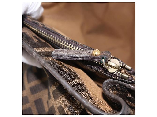 Bolso de Mano FENDI Zucca Canvas Negro Marrón Auténtico 186332 Castaño - vista 24