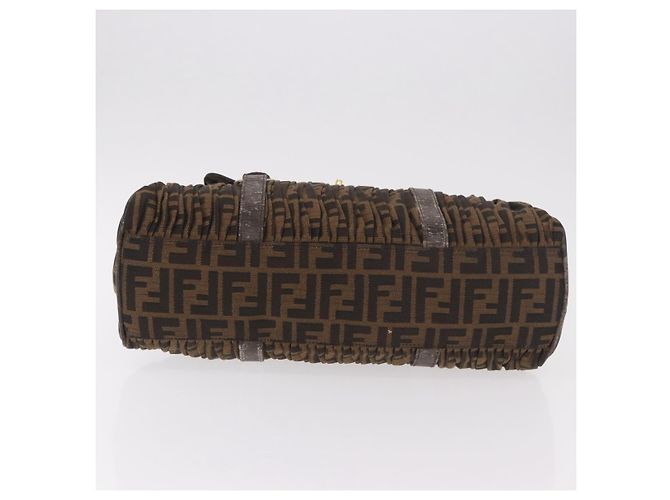Bolso de Mano FENDI Zucca Canvas Negro Marrón Auténtico 186332 Castaño - vista 5