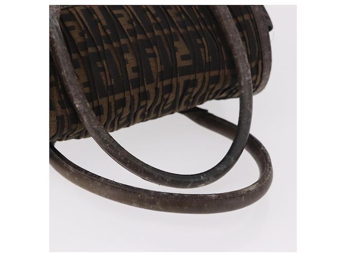 Bolso de Mano FENDI Zucca Canvas Negro Marrón Auténtico 186332 Castaño - vista 7