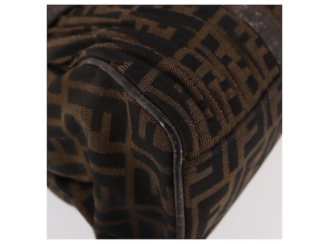 Bolso de Mano FENDI Zucca Canvas Negro Marrón Auténtico 186332 Castaño - vista 9