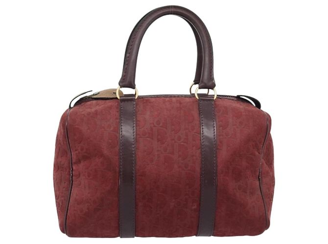 Borsa Boston Christian Dior Trotter Canvas Scamosciato Rosso Oro Autentica 186895 - vista 13
