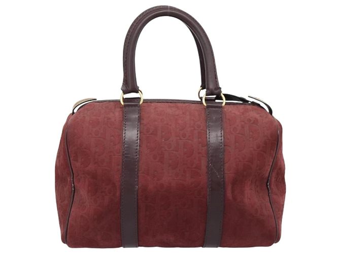 Borsa Boston Christian Dior Trotter Canvas Scamosciato Rosso Oro Autentica 186895 - vista 2