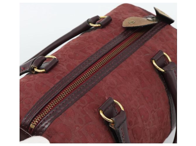 Borsa Boston Christian Dior Trotter Canvas Scamosciato Rosso Oro Autentica 186895 - vista 6
