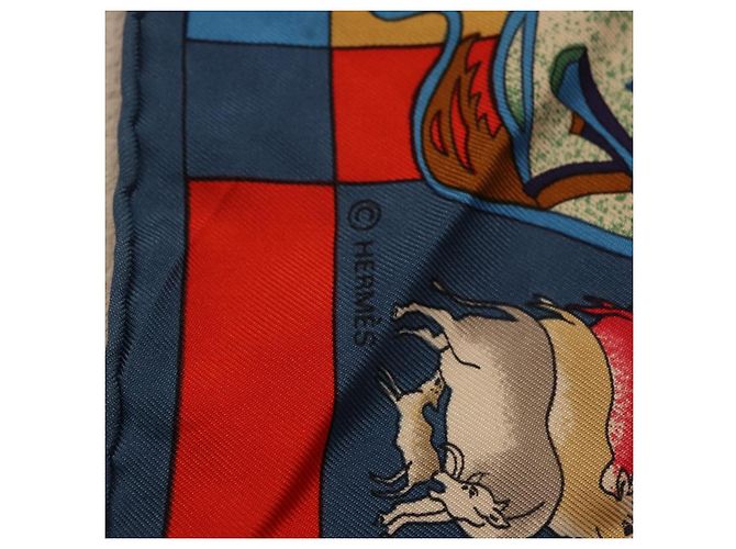 Hermès HERMES Carré 90 Sciarpa "fantaisies indiennes" Seta Rossa Auth 186543 Rosso - vista 12