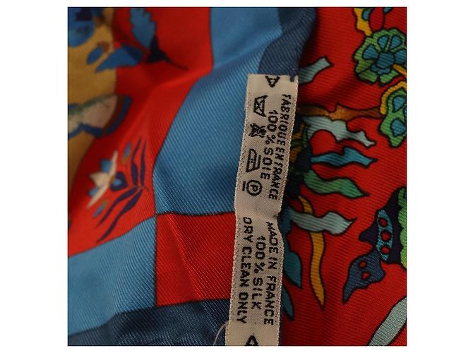 Hermès HERMES Carré 90 Sciarpa "fantaisies indiennes" Seta Rossa Auth 186543 Rosso - vista 14