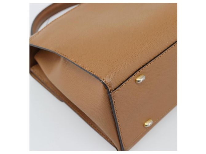 Céline Bolso CELINE de cuero 2way Beige Oro Auth 186265 Dorado - vista 18