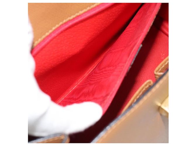 Céline Bolso CELINE de cuero 2way Beige Oro Auth 186265 Dorado - vista 25