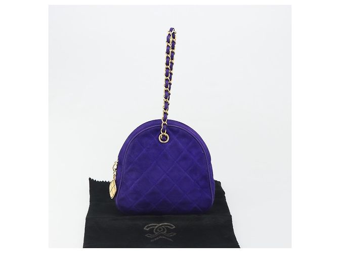 CHANEL Borsa a mano Matelasse con catena in scamosciato viola e oro CC Auth 185540A D'oro Porpora - vista 12