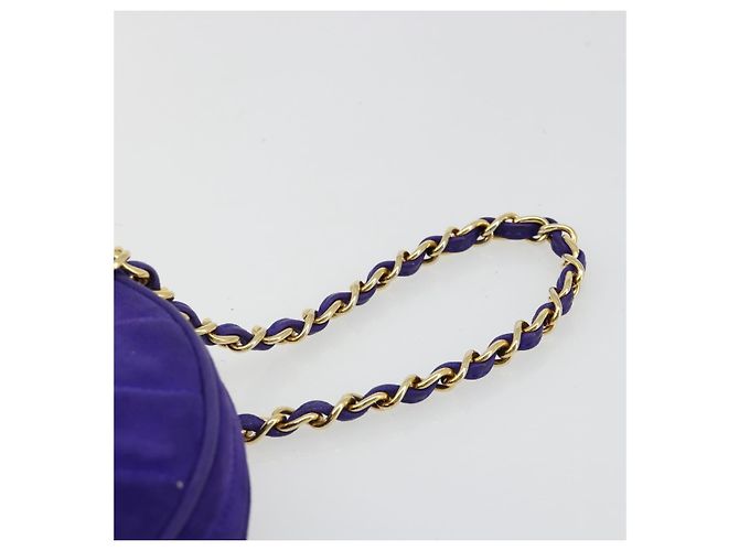 CHANEL Borsa a mano Matelasse con catena in scamosciato viola e oro CC Auth 185540A D'oro Porpora - vista 14