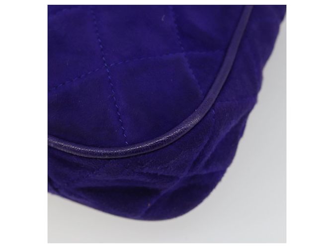 CHANEL Borsa a mano Matelasse con catena in scamosciato viola e oro CC Auth 185540A D'oro Porpora - vista 15