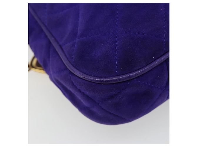 CHANEL Borsa a mano Matelasse con catena in scamosciato viola e oro CC Auth 185540A D'oro Porpora - vista 16