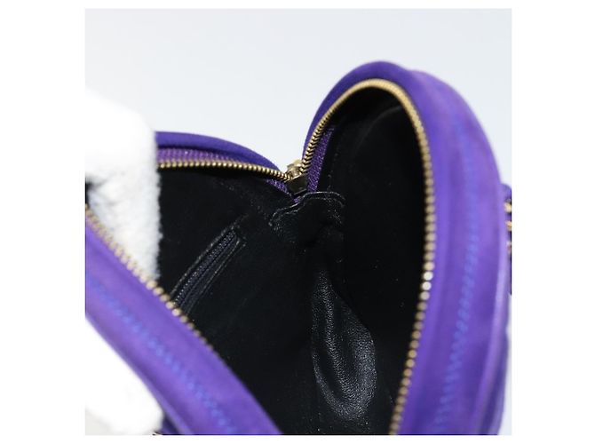 CHANEL Borsa a mano Matelasse con catena in scamosciato viola e oro CC Auth 185540A D'oro Porpora - vista 20