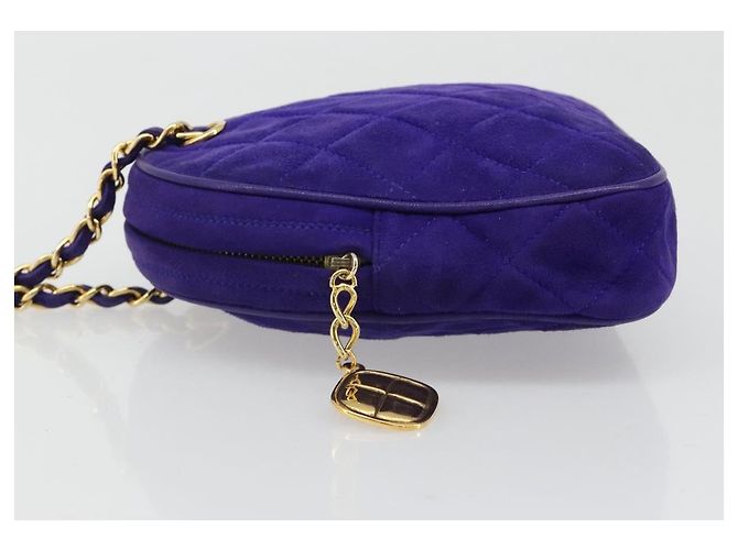 CHANEL Borsa a mano Matelasse con catena in scamosciato viola e oro CC Auth 185540A D'oro Porpora - vista 4