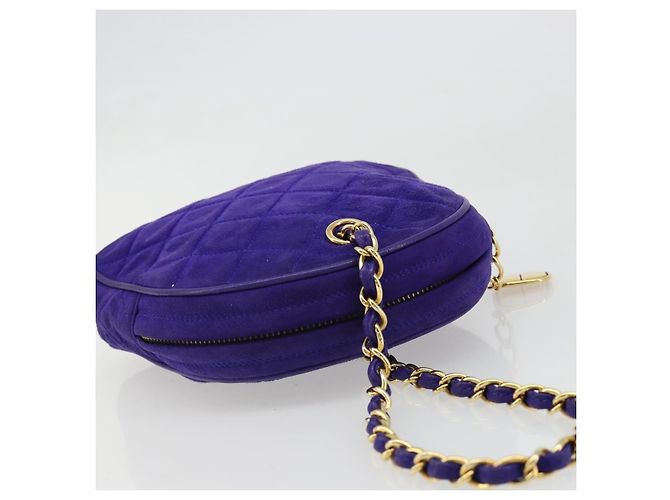 CHANEL Borsa a mano Matelasse con catena in scamosciato viola e oro CC Auth 185540A D'oro Porpora - vista 6