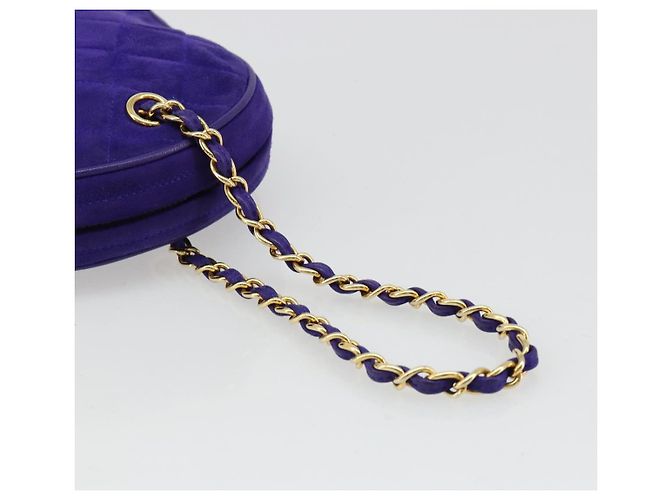 CHANEL Borsa a mano Matelasse con catena in scamosciato viola e oro CC Auth 185540A D'oro Porpora - vista 7