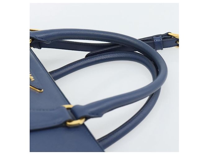 Borsa PRADA in pelle Saffiano 2way Blu Oro Auth 186202M D'oro - vista 14