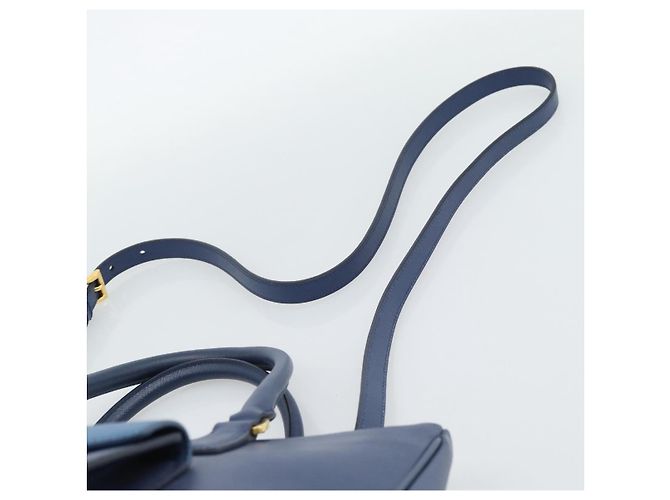 Borsa PRADA in pelle Saffiano 2way Blu Oro Auth 186202M D'oro - vista 15