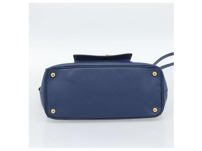 Borsa PRADA in pelle Saffiano 2way Blu Oro Auth 186202M D'oro - vista 5