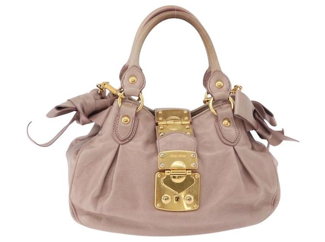 Borsa Miu Miu in pelle 2way Rosa Oro Auth 187497 D'oro - vista 13