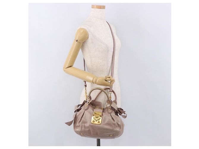 Borsa Miu Miu in pelle 2way Rosa Oro Auth 187497 D'oro - vista 26