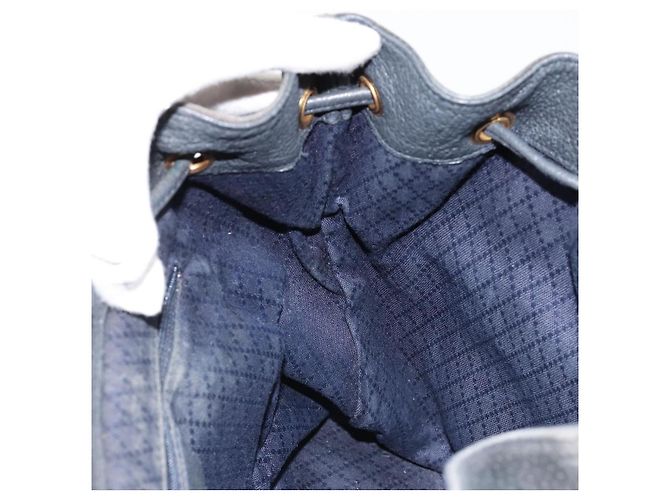 Mochila GUCCI Bamboo de ante azul marino y oro 003 2058 0016 Auth 183957 Dorado - vista 24