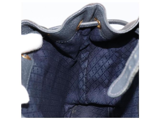 Mochila GUCCI Bamboo de ante azul marino y oro 003 2058 0016 Auth 183957 Dorado - vista 25