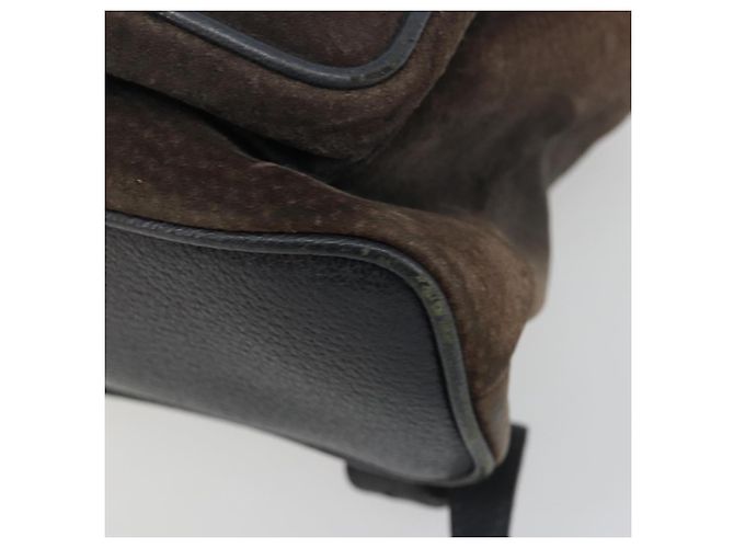 Mochila GUCCI Bamboo de ante azul marino y oro 003 2058 0016 Auth 183957 Dorado - vista 9