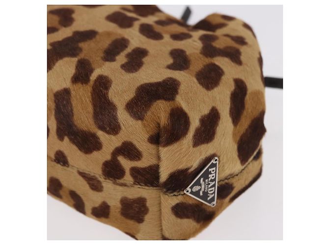 Pochette PRADA in pelle di vitello marrone argento Auth 187486V - vista 14