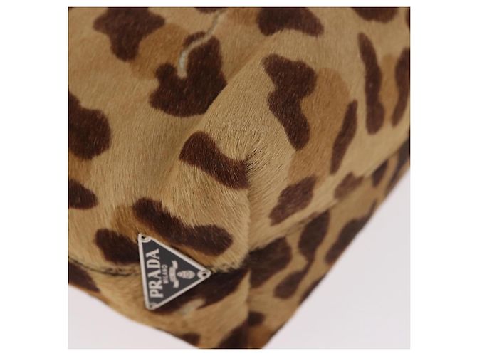 Pochette PRADA in pelle di vitello marrone argento Auth 187486V - vista 15