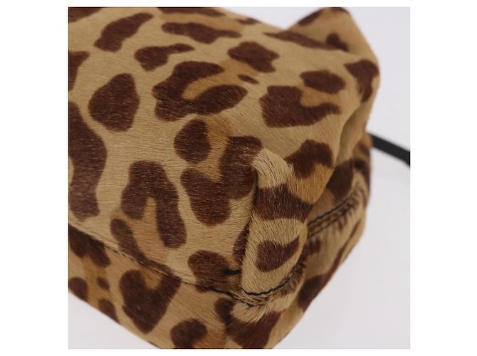 Pochette PRADA in pelle di vitello marrone argento Auth 187486V - vista 16
