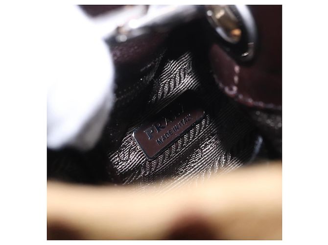 Pochette PRADA in pelle di vitello marrone argento Auth 187486V - vista 19