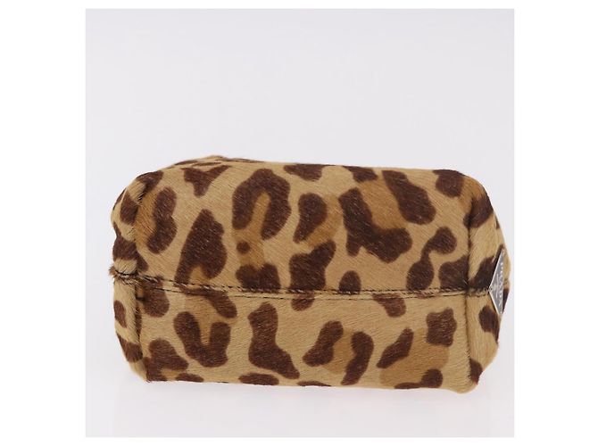 Pochette PRADA in pelle di vitello marrone argento Auth 187486V - vista 3
