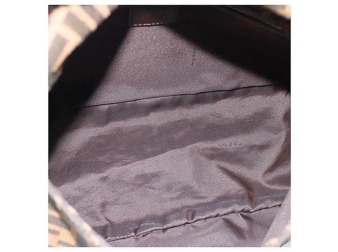 FENDI Borsa a Spalla Mamma Baguette in Tela Zucca Nero Marrone Autentica 187565SAV - vista 10