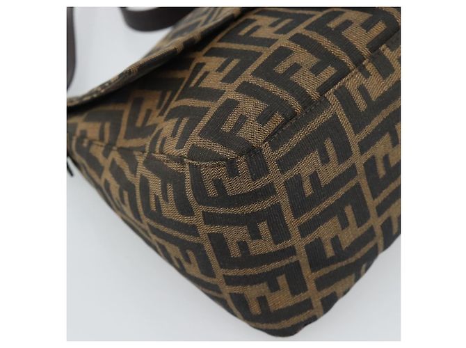 FENDI Borsa a Spalla Mamma Baguette in Tela Zucca Nero Marrone Autentica 187565SAV - vista 15