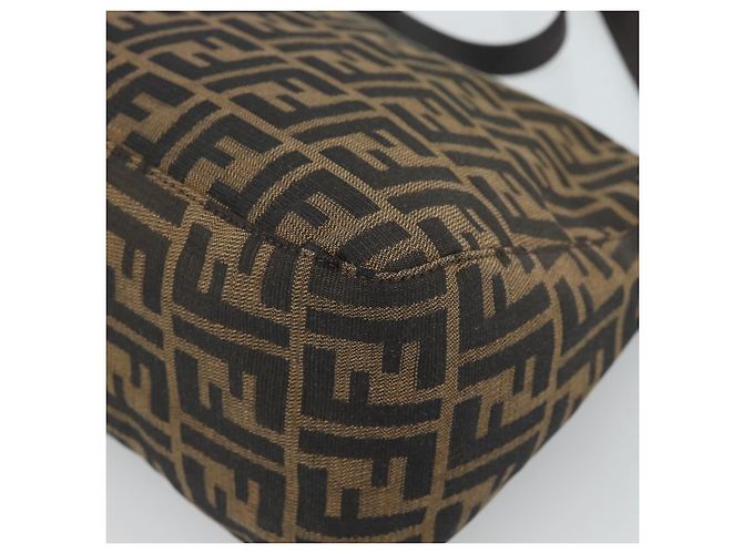 FENDI Borsa a Spalla Mamma Baguette in Tela Zucca Nero Marrone Autentica 187565SAV - vista 16
