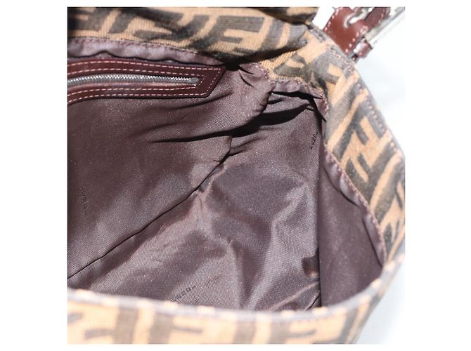 FENDI Borsa a Spalla Mamma Baguette in Tela Zucca Nero Marrone Autentica 187565SAV - vista 19