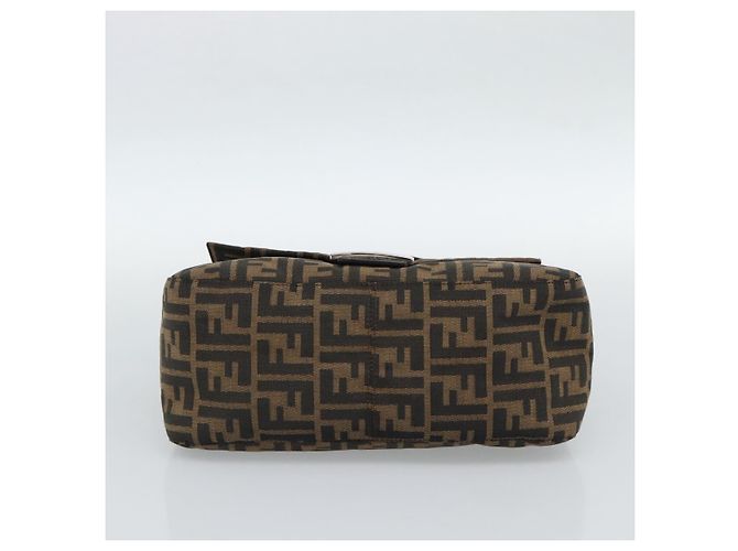 FENDI Borsa a Spalla Mamma Baguette in Tela Zucca Nero Marrone Autentica 187565SAV - vista 5