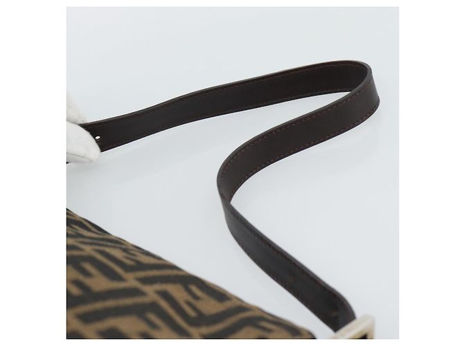 FENDI Borsa a Spalla Mamma Baguette in Tela Zucca Nero Marrone Autentica 187565SAV - vista 8