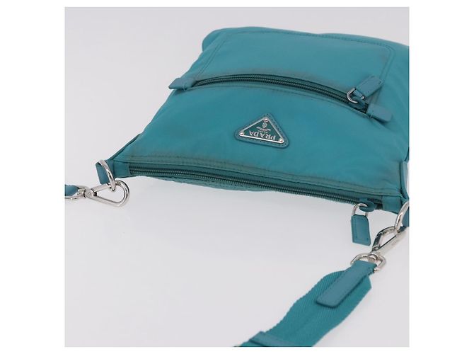 Borsa a tracolla PRADA Nylon Azzurro Chiaro Argento Auth 186844A Blu chiaro - vista 14