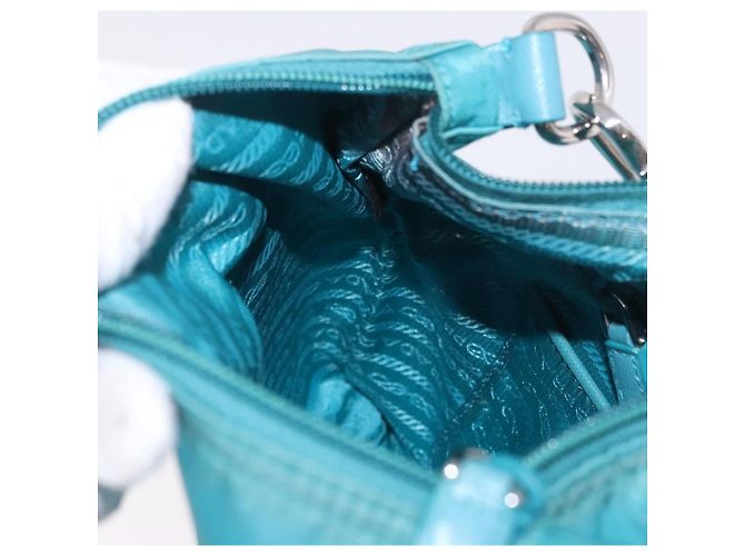 Borsa a tracolla PRADA Nylon Azzurro Chiaro Argento Auth 186844A Blu chiaro - vista 25