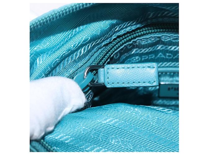 Borsa a tracolla PRADA Nylon Azzurro Chiaro Argento Auth 186844A Blu chiaro - vista 26